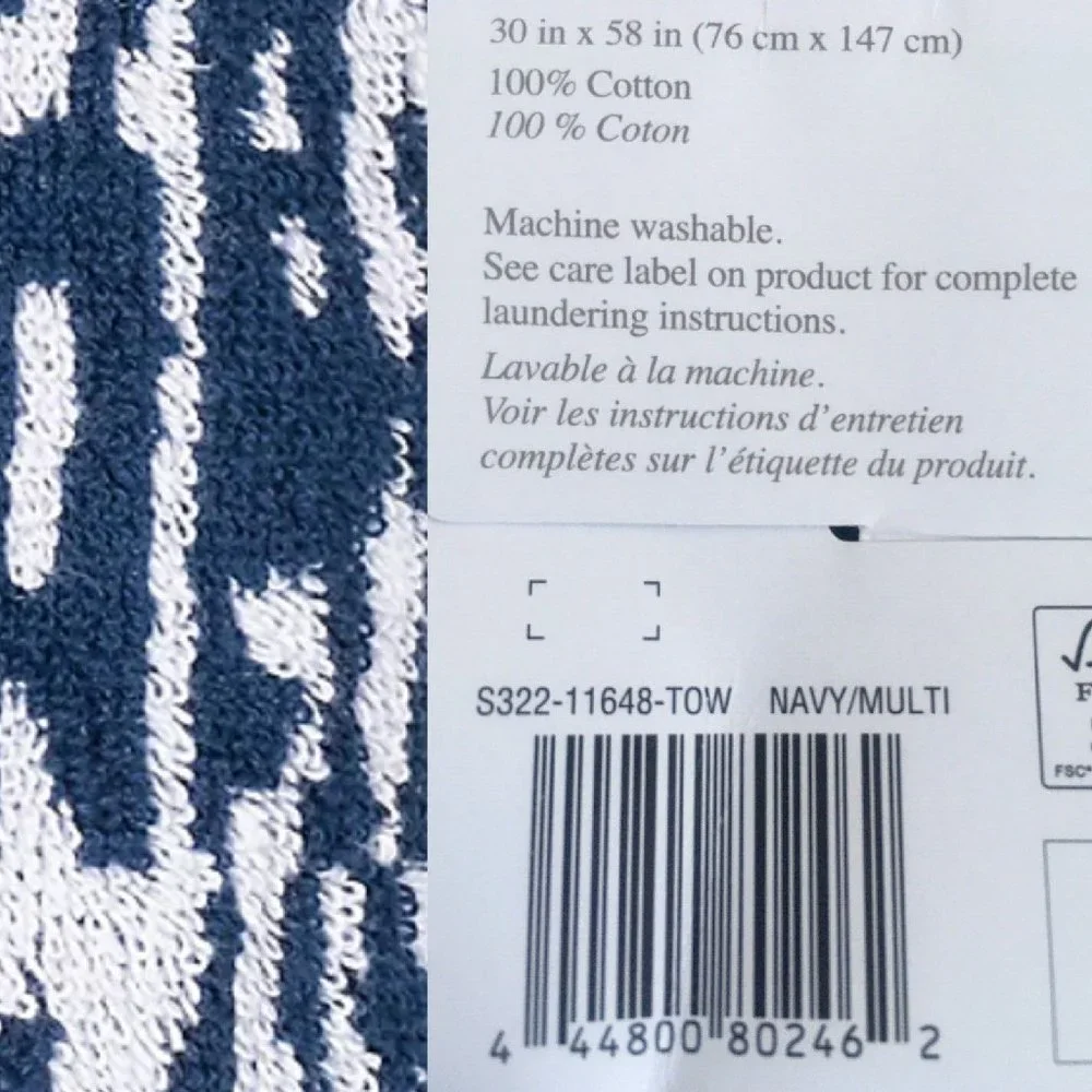 2 new Studio 3B™ Navy & White Melange 100% Cotton 30